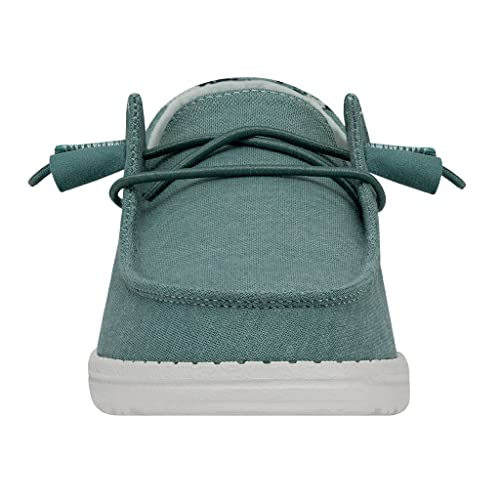 Image of HEYDUDE Women's Wendy Stretch Fleece Sea Blue Size 7 | Women's Shoes | Women's Slip On Shoes | Comfortable & Light-Weight