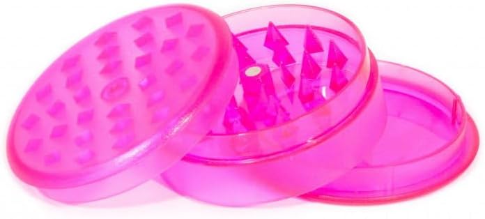 Pink Plastic Herb Grinder | 3pc Neon Pink Plastic Hand Muller | Plastic 3 Layer 60mm | Neon Pink