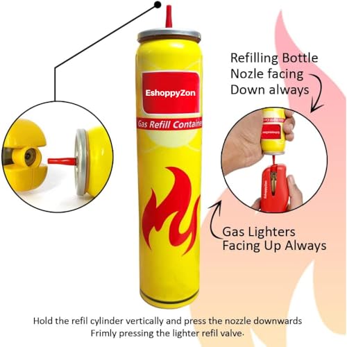 Image of EshoopyZon Gas Refill for Lighter | Aluminum Gas Lighter Refill Can,100 ML | Butane Gas Canister for Refillable Lighters | Gas Can Use for All Type of Refillable Lighters