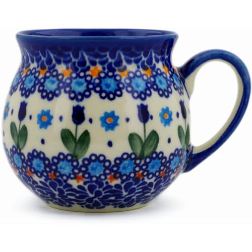 Taza de cerámica azul 11 oz con diseño floral corazón miniatura 1