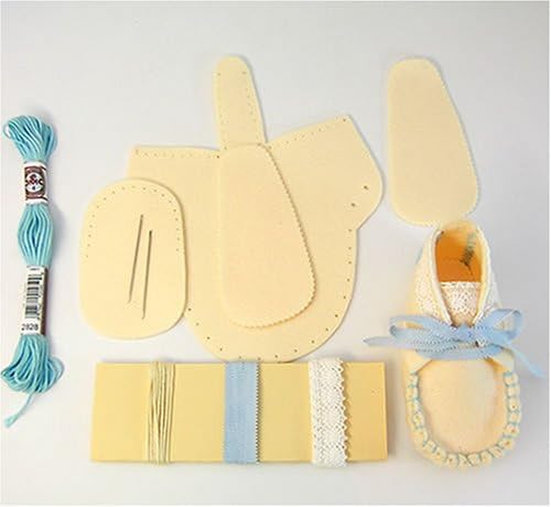 Amazon フェルトで作るベビーシューズの手作りキット入門セットアイボリー ブルー カットフェルトキット 通販