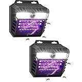 2 Pack of Solar Bug Zapper Outdoor & Mosquito Light - 1000V Electric Bug Trap, Solar-Powered Fly Killer with Motion Sensor, Waterproof & Cordless