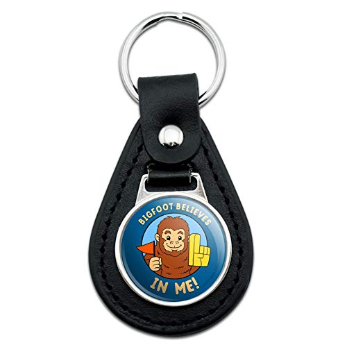 GRAPHICS & MORE Black Leather Bigfoot Believes in Me Funny Humor Keychain