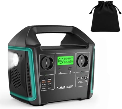 SWAREY Tragbare Powerstation S1000, 725Wh Solargenerator, 2x 1000W AC | 1500W Spitze, 2x PD 65W USB-C Schnellladung, 11 Ausgänge für Draußen Camping Reisen Angeln Wohnmobil