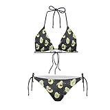 jeocody bikini da donna a vita alta halter set due pezzi costumi da bagno triangolo bikini set, stampa avocado verde, xl