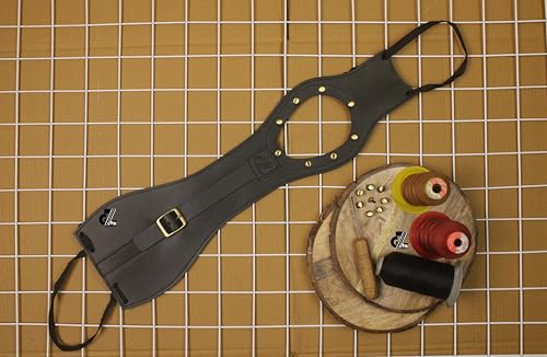Image of Genuine Leather Motorcycle Tank Strap Compatible with Royal Enfield Hunter 350 (Only Tank Strap, Black)