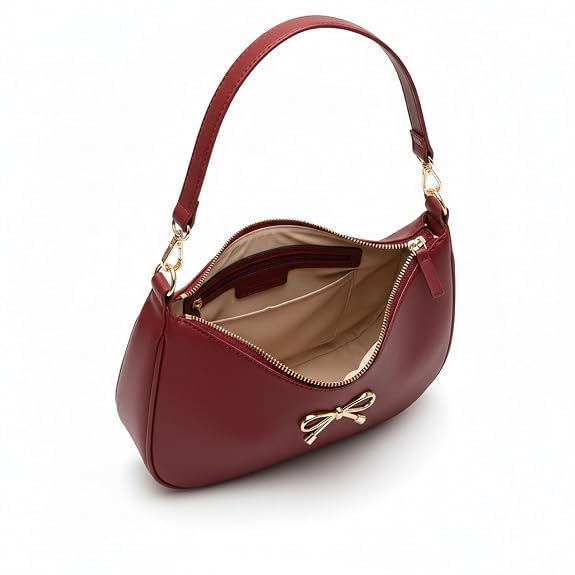 Image of Sky Magic Stylish Bag Women's Hobo Shoulder Bag with Bow Detail, Faux Leather Crossbody Handbag for Women