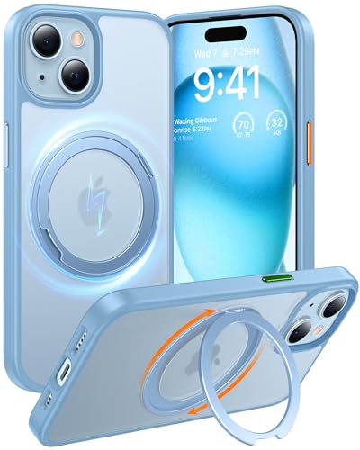 TORRAS 360 Rotatable Stand for iPhone 15/14 Case, MagSafe Compatible, Military Grade Protection, Blue