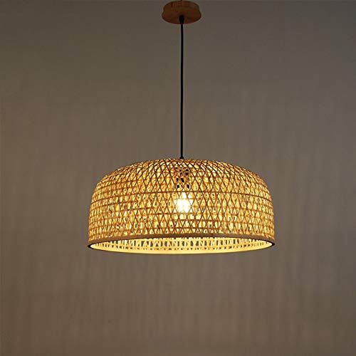 BESISOON Pendant Lights Natural Bamboo Hanging Lights Hand Woven Pendant Lamp Chandeliers for Tearoom Dining Room Corridor Hanging Lights Creative (Color : Wood, Size : 50x22cm) steampunk buy now online