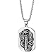 COOLSTEELANDBEYOND Mens Steel Vintage Raised Coiled Cobra Snake Dog Tag Pendant Necklace, 30 Inches Wheat Chain