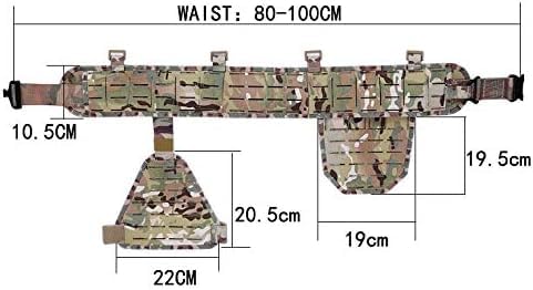 Cintura Tattica Molle Cintura da Combattimento Cintura da Combattimento Rimovibile a Vita Larga Cintura Imbottita Bretelle Cintura con Pannello Gambe (4 Colori opzionali)