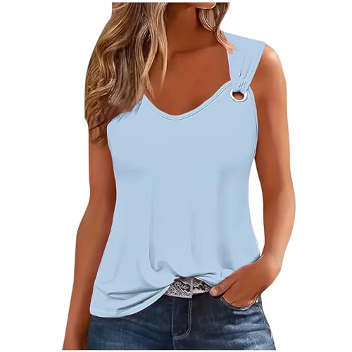 Femme T-Shirt Déb ardeur Grande Taille sans Manches Haut Femme Sexy Chic Couleur Unie Col en V Gilet à Bretelles Camis Top Été T-Shirt Chemise Exercice Yoga Shirt de Corps Baggy Confortable