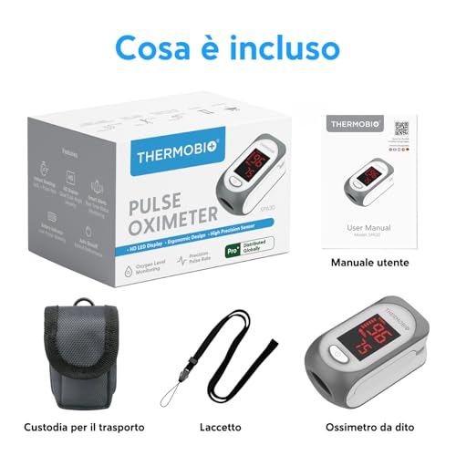 Thermobio Pulsossimetro Da Dito SPA30, Monitor Di Saturazione Di Ossigeno Nel Sangue, Saturimetro A Lettura Rapida Spo2 Con Schermo Oled Chiaro - 4