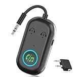 Bluetooth Transmitter Receiver, Wireless Car/Airplane Bluetooth 5.3 Adapter,Compatible with 2 AirPods or Wireless Headphones,Adapter for TV, Airplane, Headphone, Airpods, Speaker, Car