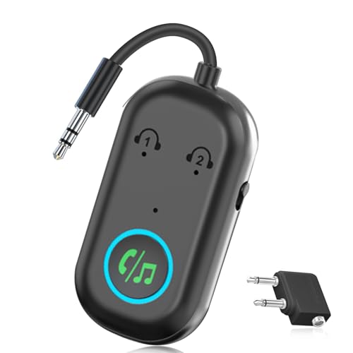 Bluetooth Transmitter Receiver, Wireless Car/Airplane Bluetooth 5.3 Adapter,Compatible with 2 AirPods or Wireless Headphones,Adapter for TV, Airplane, Headphone, Airpods, Speaker, Car