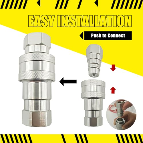 Image of 3 /8'' AG,ISO 5675 Hydraulic Quick Connect Coupler Set, 3 /8 inch Body 3 /8 inch NPT Heavy-Duty Carbon Steel Coupling Fittings