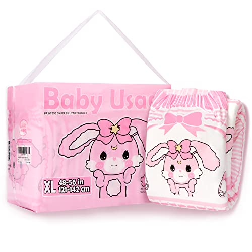 Image of Littleforbig Adult Printed Diaper 10 Pieces - Baby Usagi (X-Large 48 inch-56 inch)