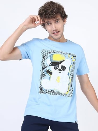 Image of KETCH Men Cotton Slim Fit Printed Half Sleeve T-Shirt