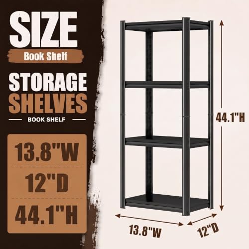 BEESTMUEBLE Heavy Duty 4 Tier Metal Book Shelf Adjustable Bookcase - 1