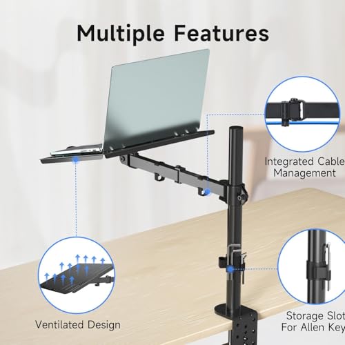 suptek Soporte para Monitor con Bandeja para Computadora Portátil, Brazo Monitor para 13-27 Pulgadas PC y hasta de 15,6 Pulgadas Portatil Ordenador, hasta 10kgs, Giro y Rotación - MD6421TP004 - imagen 6