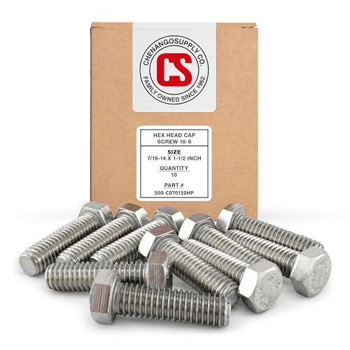 Image of Stainless 7 /16-14 x 1-1 /2 inch Hex Head Bolts (3 /4 inch to 5 inch Lengths Available in Listing), 304 Stainless Steel, 10 Pieces (7 /16-14 x 1-1 /2 inch)