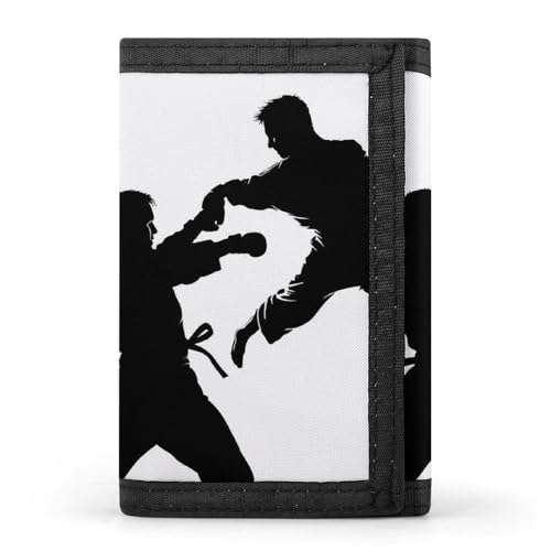 DWTJKMS Kickboxing - Cartera minimalista para hombre, delgada, triple, moderna, antirrobo, con capacidad para tarjetas y dinero en efectivo