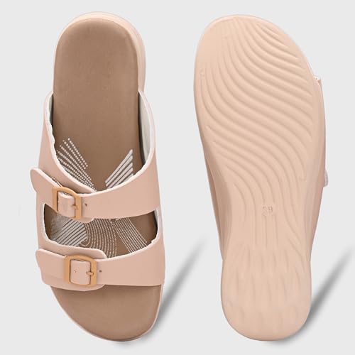 Image of Centrino Women's Sandals |Stylish Slip-On Sandals for Ladies| Elegant & Trendy Design|Double Buckle Adjustable Straps Slide Footwear|Light Weight and Comfortable|Flip Flops for Ladies (9323)