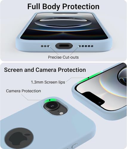 Image of Elzzi Microfiber Logo Cover Compatible for iPhone 16e Case Liquid Silicone Cases Full Body 4 Layer Protective Covers Shockproof Back Cover (Ice)