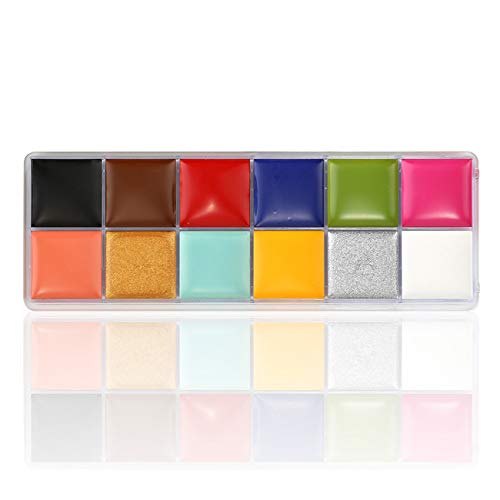 Wismee Face Body Paint 12 Colors Pro Stage Makeup Special Effect Cosmetics Pigment Oil Painting Art Palette Halloween Fancy Costume Cosplay Party Flash