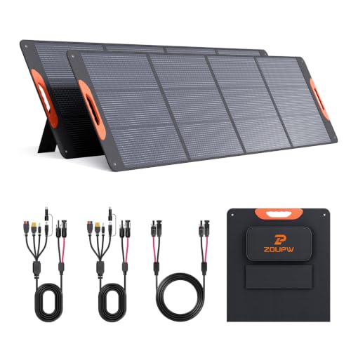 ZOUPW 440W (2x220W) N-Type 16BB Portable Solar Panel 25% High Efficiency Foldable Solar Charger for Jackery 1000 V2/Anker Solix/Ecoflow/Bluetti IP67 Waterproof for RV Camping Emergency Power Supply