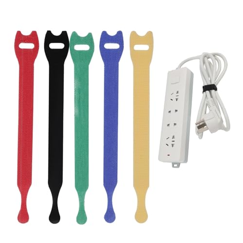 Fascette Para cabos reutilizáveis, conjunto de 40 unidades, 150 mm x 20 mm, multicolorido (azul, vermelho, amarelo, verde, preto), ideal para organização de cabos domésticos, escritório, exteriores