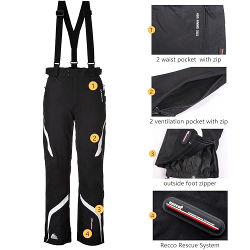 Foto von Cox Swain Herren Ski-/Snowboardhose Zermatt 2 - mit RECCO Lawinenreflektor - 15.000mm Wassersäule! - Black-White Gr. L