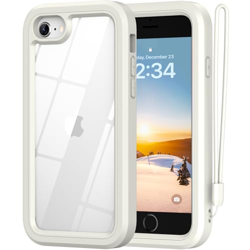 ANB for iPhone SE Case 2022/2020,iPhone 8/7/6S/6 Case,Hard PC+Soft Silicone 3in1 Heavy Duty Military Grade Shock Resistant Cover 4.7 Inch Supports Wireless Charging.(White)