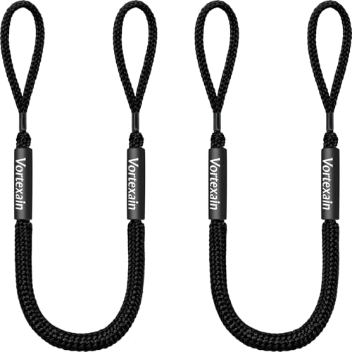 4FT Bungee Dock Line 2-Pack, Adjustable Double Loops Design, 2200 LB Heavy Duty Boat Mooring Rope with Foam Floats, Shock Absorbing Lines for Boats, Jet Ski, Pontoon, Kayak Accessories