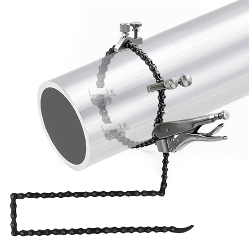 PCA2048 Heavy Duty Pipe Alignment Chain Pliers 14 Max Diameter 48 Replaceable Nickel-Plated Chain with Adjustable Stainless Steel Contacts for Welding & Maintenance