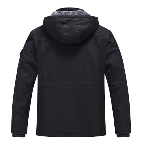 Image of Rapoo Men's Winter Jacket Cotton Work Military Jackets Fleece Lined Thick Warm Cargo Coats with Hooded