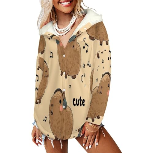 Sweat capybara oversize femme idée cadeau original veste polaire douce