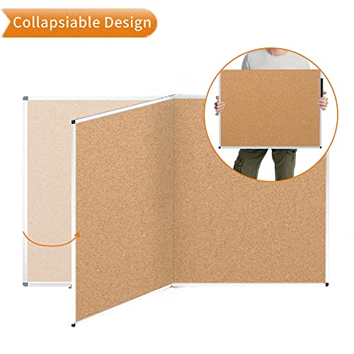 Viz-Pro Large Cork Bulletin Board/Foldable Noticeboard, 72 X 48 Inches, Silver Aluminium Frame #TOP4