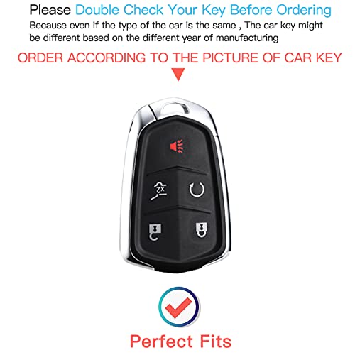 Sinlakua Key Fod Cover Compatible With Cadillac Ats Srx Ct6 Cts Xt5 Xts Escalade Esv Smart 5 Button Soft Tpu Smart Keyless Entry Key Fob Case Accessory With Leather Keychain,White #TOP1
