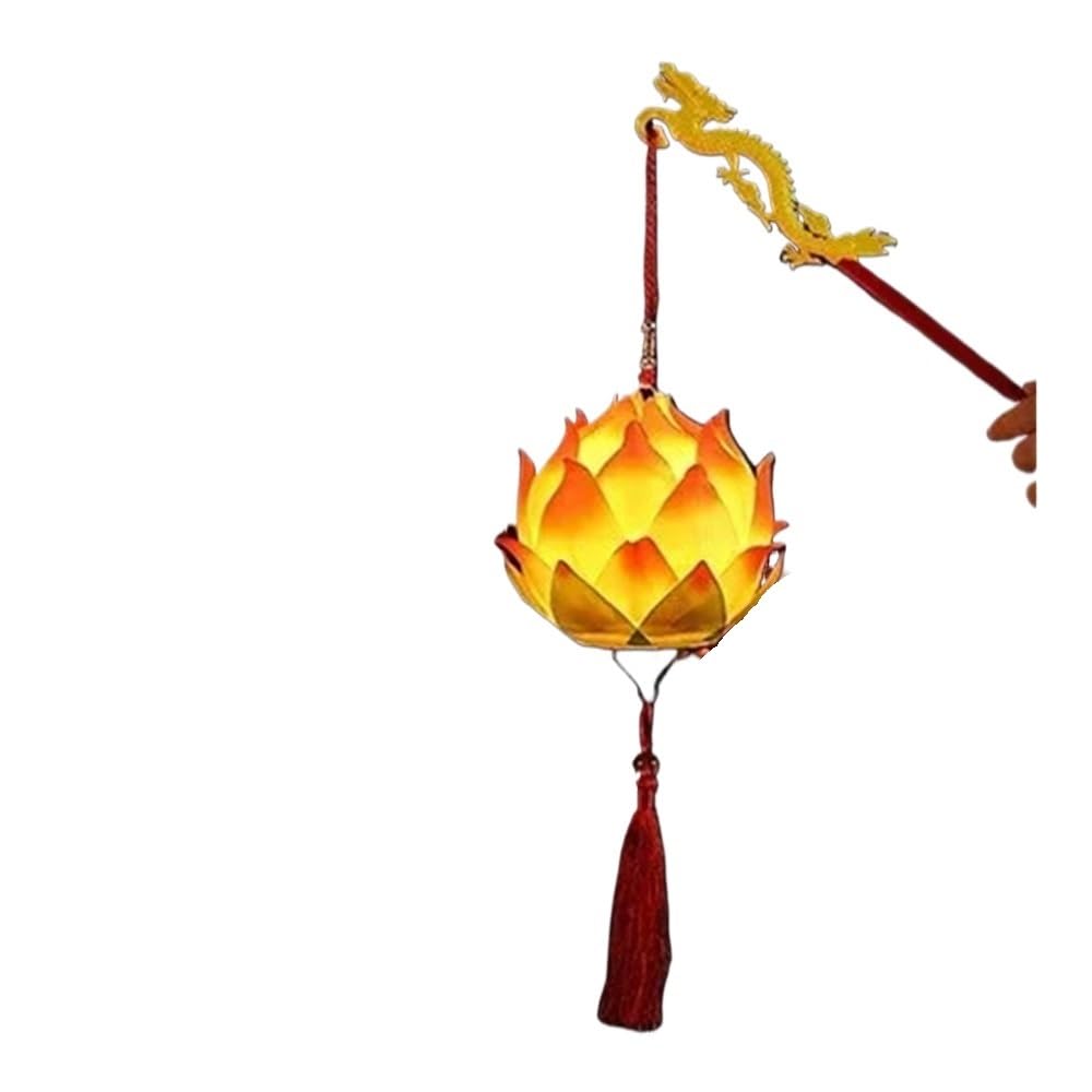 Lotus Lantern Portable Tassel Palace Lantern Chinese Retro Style Mid-Autumn Festival Lotus Lantern(C)