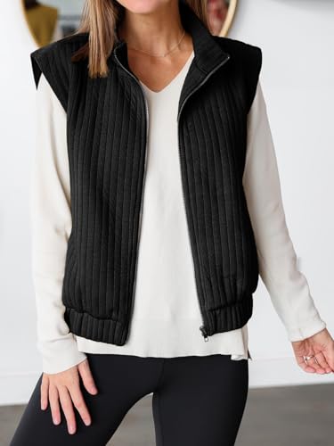 Tankaneo Womens Quilted Vest Sleeveless Zip Up Jackets Outerwear Fall Spring Trendy Lightweight Coat2