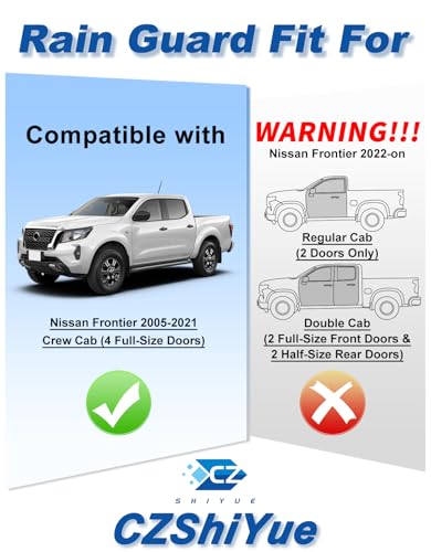 Image of Tape-on Rain Guards Fit for 2005-2021 Nissan Frontier Crew Cab (4 Full-Size Doors) Extra-Thick Window Rain Guard Window Deflectors Window Vent Visors Vent Shades Exterior Car Accessories-4PCS