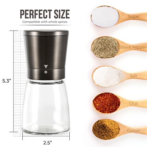 Pepper Grinder Or Salt Shaker For Professional Chef - Best Spice Mill With Brushed Stainless Steel, Special Mark, Ceramic Blades, And Adjustable Coarseness (Dark Bronze) #TOP3