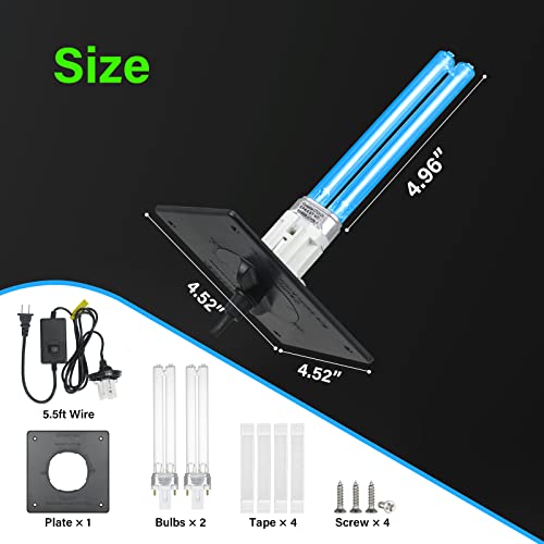 Image of COOSPIDER 9W HVAC UV Light Lamp, Air Purifier for Whole House, UVC Light in Duct for AC Duct with 1 Spare Bulb, 253.7nm Wavelength Ozone Free 110V (CTUV-D9)