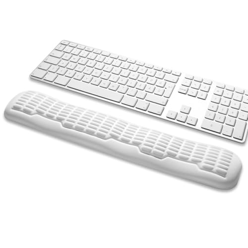 UnivoColors Memory Foam Keyboard Wrist Rest,Latest 3.0 Wave Curve Design,High-Resilience Memory Foam,Non-Slip Base Fits,Full-Sized Keyboards,Ideal for Work and Gaming(Ivory)