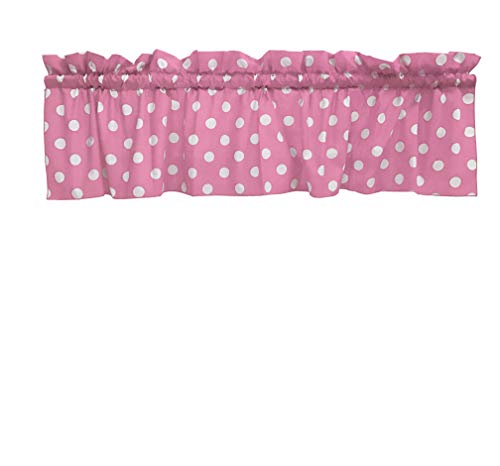 Zen Creative Designs Decorative Cotton Polka Dots Window Valance 58 Inch Wide/Modern Decor for Kitchen, Bedroom, Classroom, Nursery, Cabin, Diners, Restaurant Windows (White Pink, 16