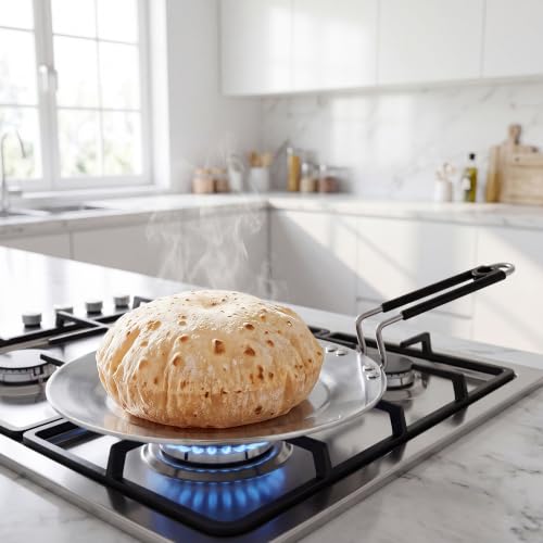 Image of HORNBILLS SAS Platinum Tri-Ply Stainless Steel Non-Stick Roti & Chapati Tawa | 25 cm, 4 mm Heavy Bottom | for Paratha & Thepla | Stay-Cool Handle | Gas & Induction Compatible | 5-Year Warranty