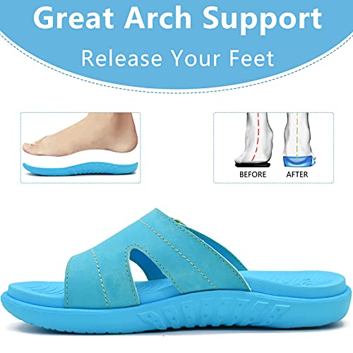 Image of KuaiLu Womens Fashion Orthotic Slides Ladies Athletic Yoga Mat Memory Foam Walking Sandals Thick Cushion Recovery Summer Beach Slippers Comfortable Plantar Fasciitis Arch Support