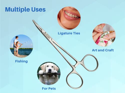 ARTMAN INSTRUMENTS Hemostat Curved 5 inches Stainless Steel Locking Tweezer Clamps, Precision Hemostats for Nurses, Fishing Forceps, Crafting, Hobby Use, Surgical Clamps, Artery Forceps - Thumbnail 6