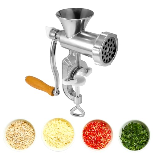 Manual Meat Grinder, Heavy-Duty Aluminium Alloy Versatile Kitchen Tool for Mincing Beef, Vegetables & Making Pasta, Ideal for Home Kitchens & Prepper Pantries
